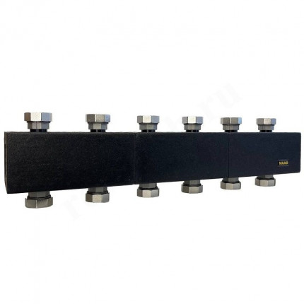 Распределительная гребенка WAAG 1 1/2"х1 1/2", 5вых., сталь черная, до 85 кВт.